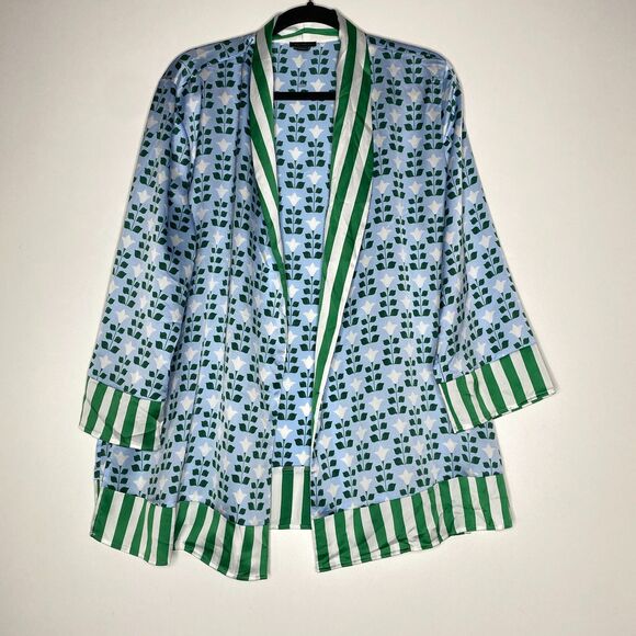 Ann Taylor 2024 Floral Tile Kimono Satin Cardigan Women's Size Large - Picture 9 of 9